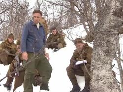 Adrian Vitoria, Sean Bean, Guy Burnet, John Dagleish, Danny Dyer, at the Age of Heroes Set Visit at Haugesund . (Footage by WireImage Video/GettyImages) Stock Footage