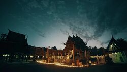 Buddhist monks at the temple in Chiang Mai, Thailand Stock Footage