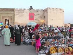 MS PAN Shot of Pedestrian / Meknes, Morocco Stock Footage
