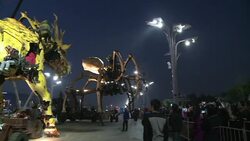 CLEAN : Giant robot horse dragon takes on monster spider in Beijing News Clip
