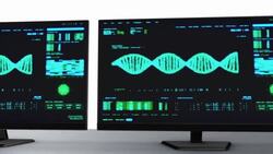 DNA Analysis Interface Monitors Stock Footage