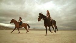 (Slow Motion) Riding Horses in the Dessert 07 Stock Footage