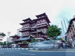 Traffic at Singapore buddha tooth relic temple,Time Lapse. Stock Footage