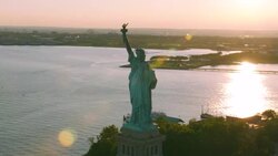 'WS AERIAL TS Shot of Statue of liberty  / New York City, United States' Stock Footage