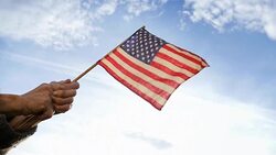 Senior Woman Holding American Flag Stock Footage