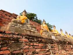 Old Buddha Statues at Historical Park of Ayutthaya, Thailand Stock Footage