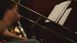 Trumpet and trombone playing jazz music Stock Footage
