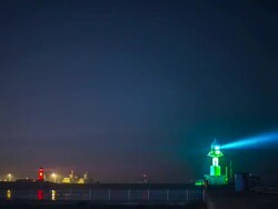 MS T/L View of lighthouse in Wolmido Island / Incheon, South Korea Stock Footage