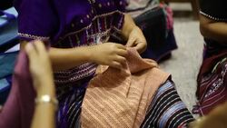 women hand sewing Stock Footage