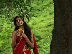 Woman in a forest, Malshej Ghat, Maharashtra, India Stock Footage