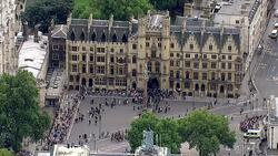 Aerails of parliament on VJ Day News Clip