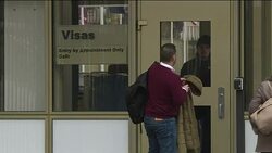 US Embassy with Visa applicant entrance News Clip