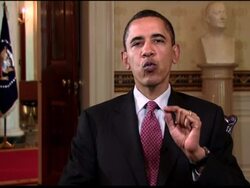 US President Barack Obama gives weekly address News Clip