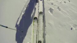 POV of a young man cross-country skiing with friends. Stock Footage