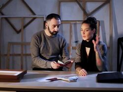 Art forger and artist caught by the hero Stock Footage