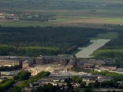 AERIAL Chateau de Versailles and grounds/ Versailles, France Stock Footage