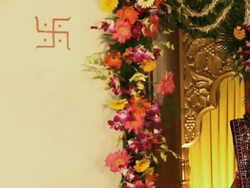 Indian bride printing her hands on the wall  Stock Footage