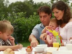 HD DOLLY: Happy Family After Breakfast Stock Footage