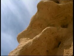 Massive rock formation on Mediterranean coast, Israel Stock Footage