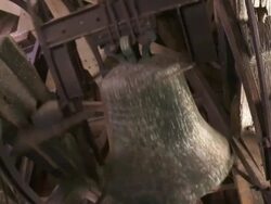 CU Shot of Bell ringing in church tower / Latour, Wallonia, Belgium Stock Footage