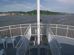 MS POV Steam boat in mississippi river / Rock Island, Illinois, United States Stock Footage