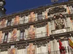 LA MS PAN Casa de la Panaderia in the Plaza Mayor/ Madrid, Spain Stock Footage