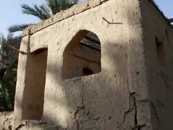MS TD Shot of Raw house / Al Hamra, Oman Stock Footage