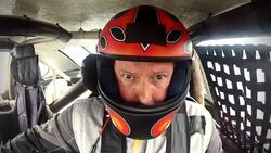 Stock-car driver's eyes focus on race Stock Footage