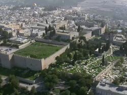 Aerial the Dormitiom abbey on mount Zion, Jerusalem, Israel Stock Footage