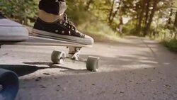 Longboard in Summer Slow Motion Stock Footage