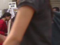 MS TD TU Shot of girls purchasing on stall at city street / Bangalore, India Stock Footage