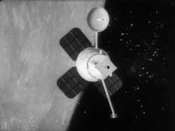 Lunar Orbiter Spacecraft Placed in Earth's orbit Stock Footage