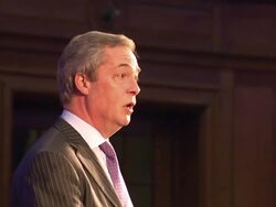 UKIP unveils it's policy on immigration - Nigel Farage on stage at Emmanuel Center News Clip