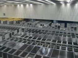 Server farm at CERN, the European Particle Physics laboratory near Geneva, Switzerland Stock Footage