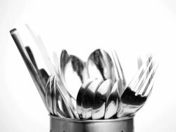 Rotating Silverware Cutlery on White Backgrond Stock Footage