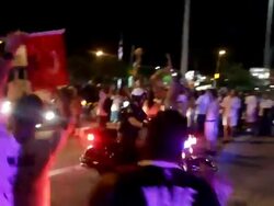 ATMOSPHERE: Oklahoma City bus as Miami Fans Celebr Stock Footage