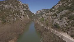 Spain, Burgos, Las Merindades. Southern access through La Mazorra narrow Stock Footage
