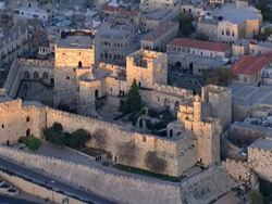 Aerial the Tower of David in the old city of Jerusalem, Israel Stock Footage