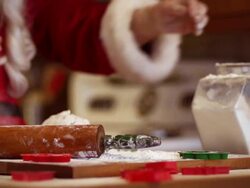 Santa Cooking Slow-Mo Stock Footage