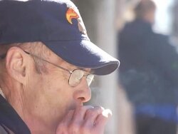 Older Man Smoking Stock Footage