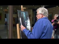 Rolf Harris painting outside gallery News Clip