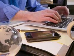 Timelapse office businessman with tablet,laptop,and smartphone Stock Footage