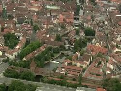 AERIAL City view, Nuremberg, Bavaria, Germany Stock Footage