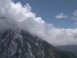 WS PAN View of Mount Kangtega Khumbu Valley with Tengboche Monastery located on Mount Ama Dablam / Tengboche,  Khumbu Region, Nepal Stock Footage