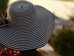 fashion style portrait of young trendy girl in fashionable hat and sunglasses Stock Footage