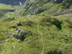 WS AERIAL TS View of Campo tencia hut and piumogna valley / Piumogna Valley, Ticino, Switzerland Stock Footage