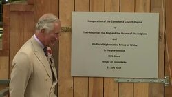 Prince Charles and King Philippe Unveil Placard at Zonnebeke Church dugout News Clip