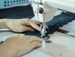 People Use Sewing Machine Stock Footage