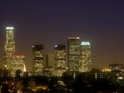 T/L, WS, Los Angeles skyline at night, California, USA Stock Footage