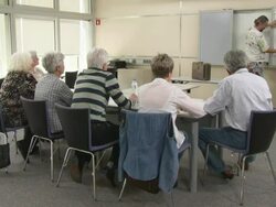 HD: Lecturer Showing Painting Techniques Stock Footage